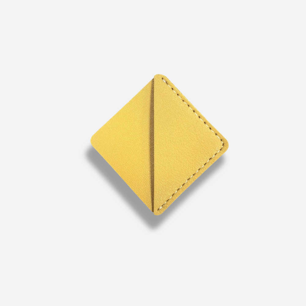 Marque-page coin en cuir | Triangle | Paradis du lecteur Jaune