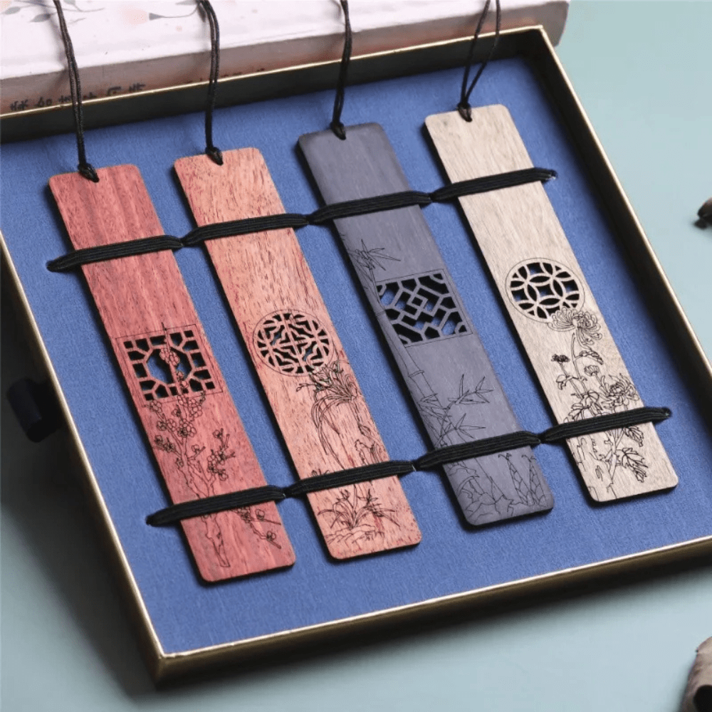 Marque-page en bois | Acajou | Paradis du lecteur Pack-Multi