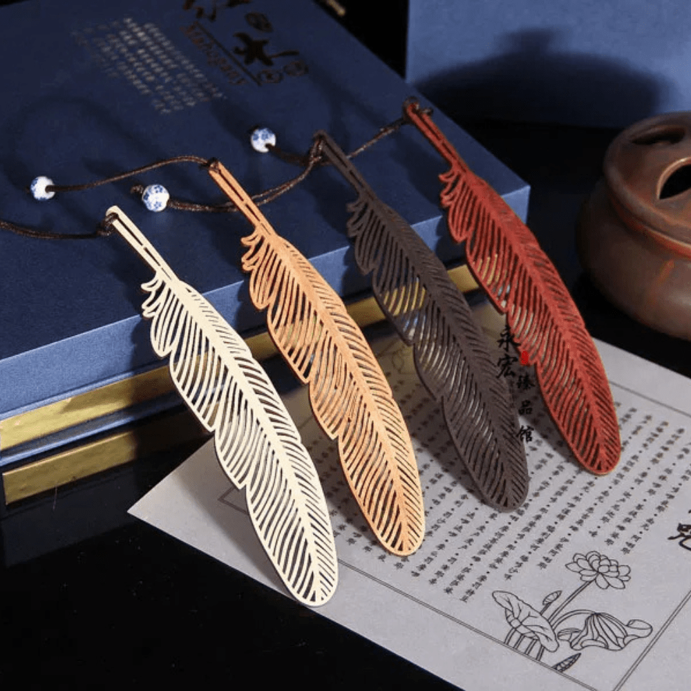 Marque-page en bois | Plume | Paradis du lecteur