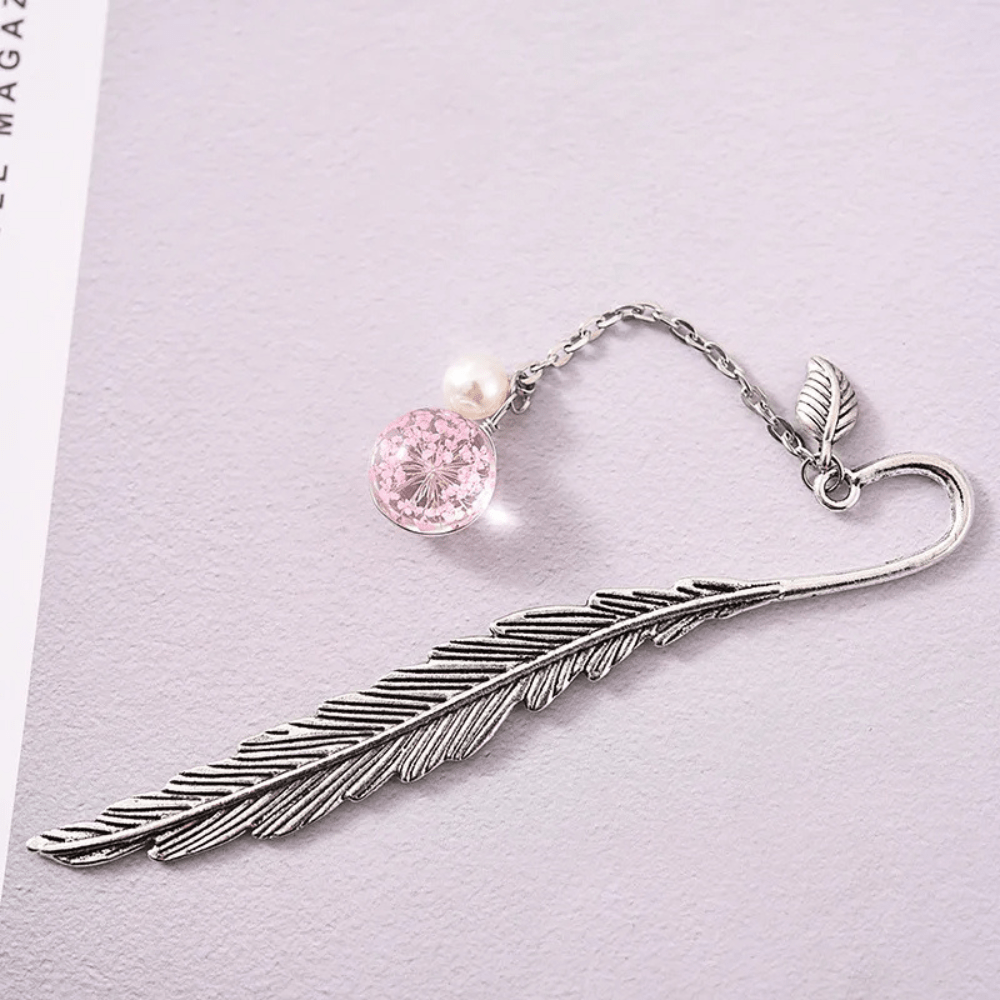 Marque-page original | Plume | Paradis du lecteur Pendentif Rose 2