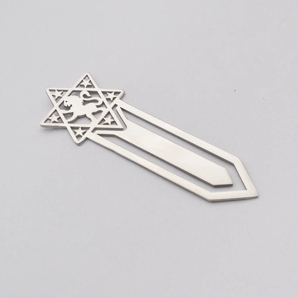 Paradis du lecteur - Marque-page en métal | Lion étoilé Argent