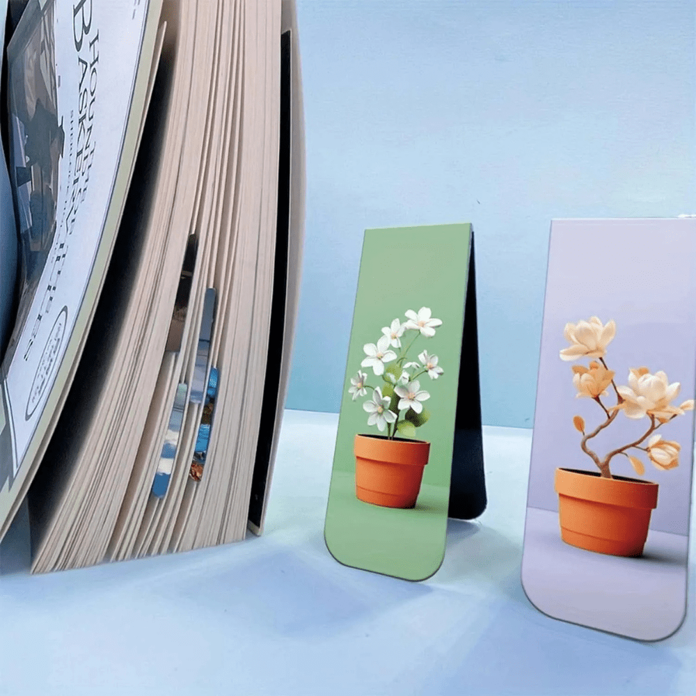 Paradis du lecteur - Marque-page magnétique | Fleurs en pot 12 marque-pages