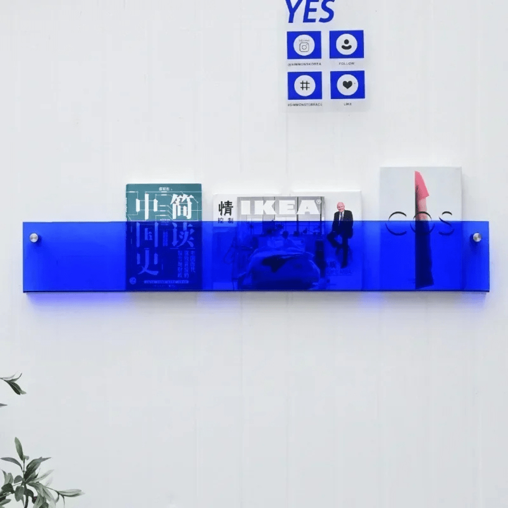 Paradis du lecteur ® - Porte livre mural transparent 50cm Bleu