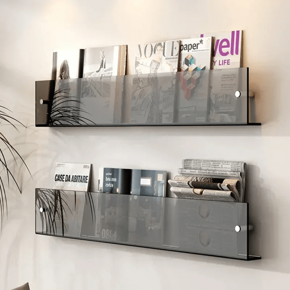 Paradis du lecteur ® - Porte livre mural transparent 50cm Gris
