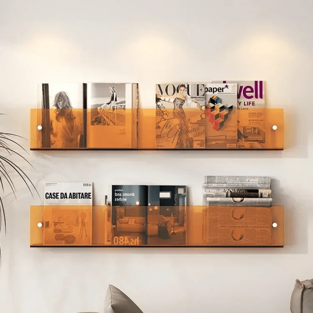 Paradis du lecteur ® - Porte livre mural transparent 50cm Orange