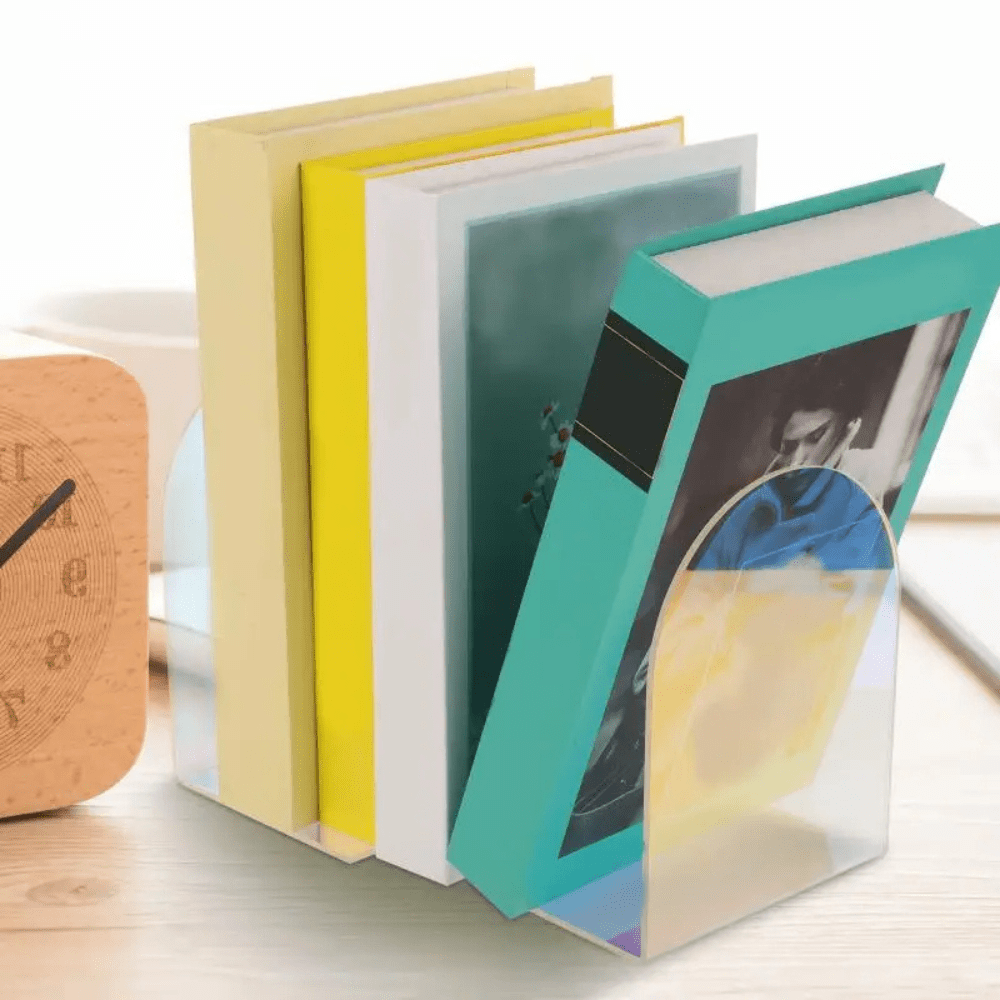 Paradis du lecteur - Serre-livre en acrylique | Éclat chromatique Bleu