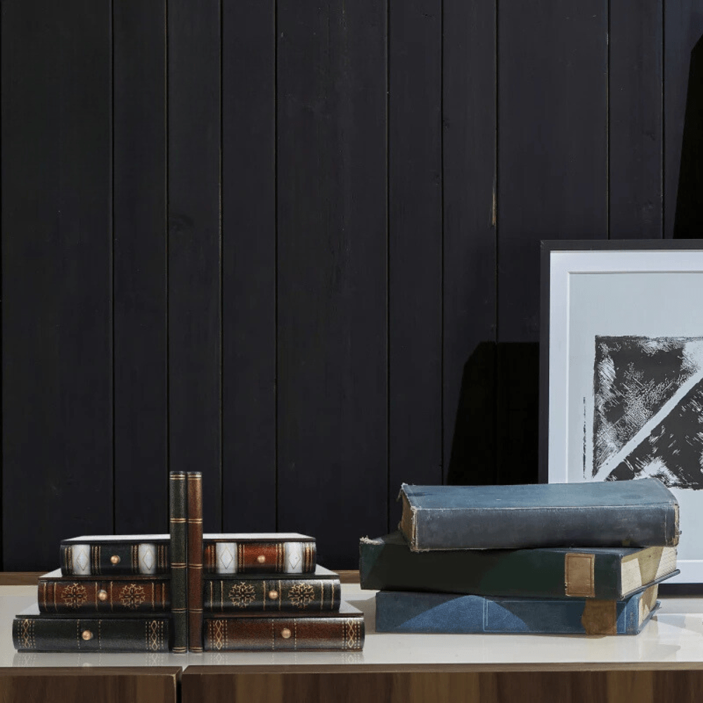 Paradis du lecteur - Serre-livre en bois avec rangements Noir