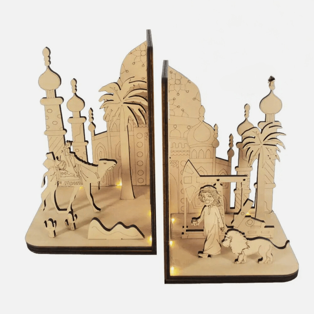 Paradis du lecteur - Serre-livre en bois | Paysage oriental