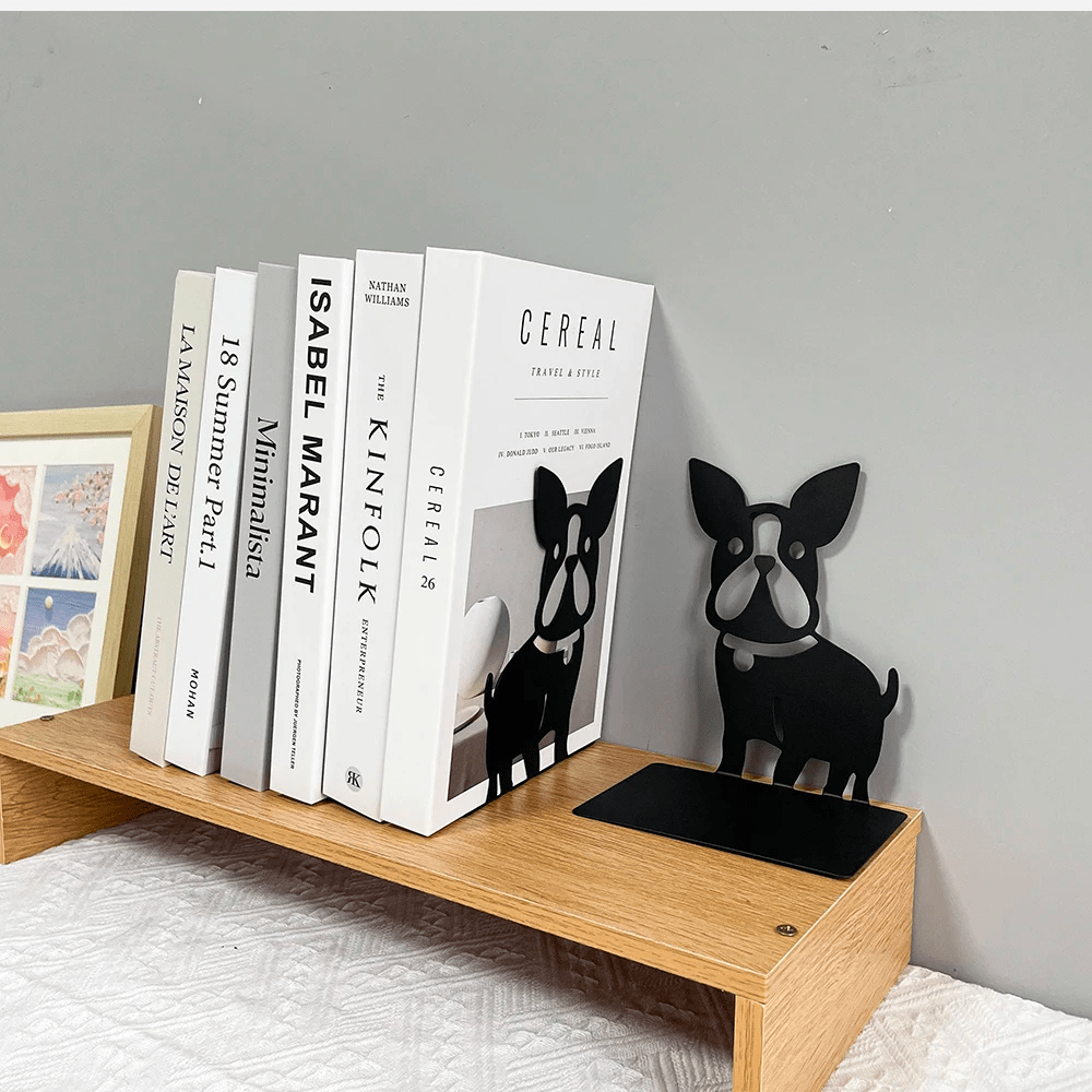 Paradis du lecteur - Serre-livre en métal | Bulldogs Noir