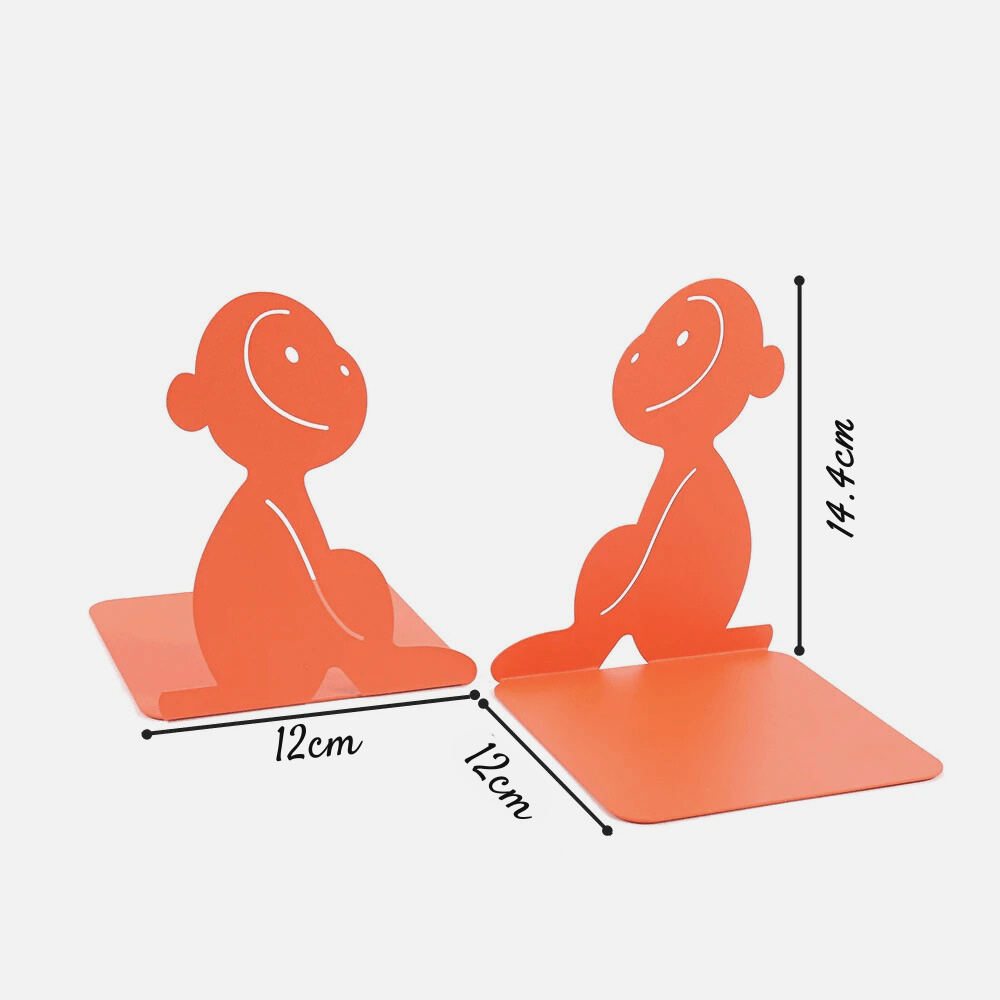 Paradis du lecteur - Serre-livre en métal | Singe mignon Orange