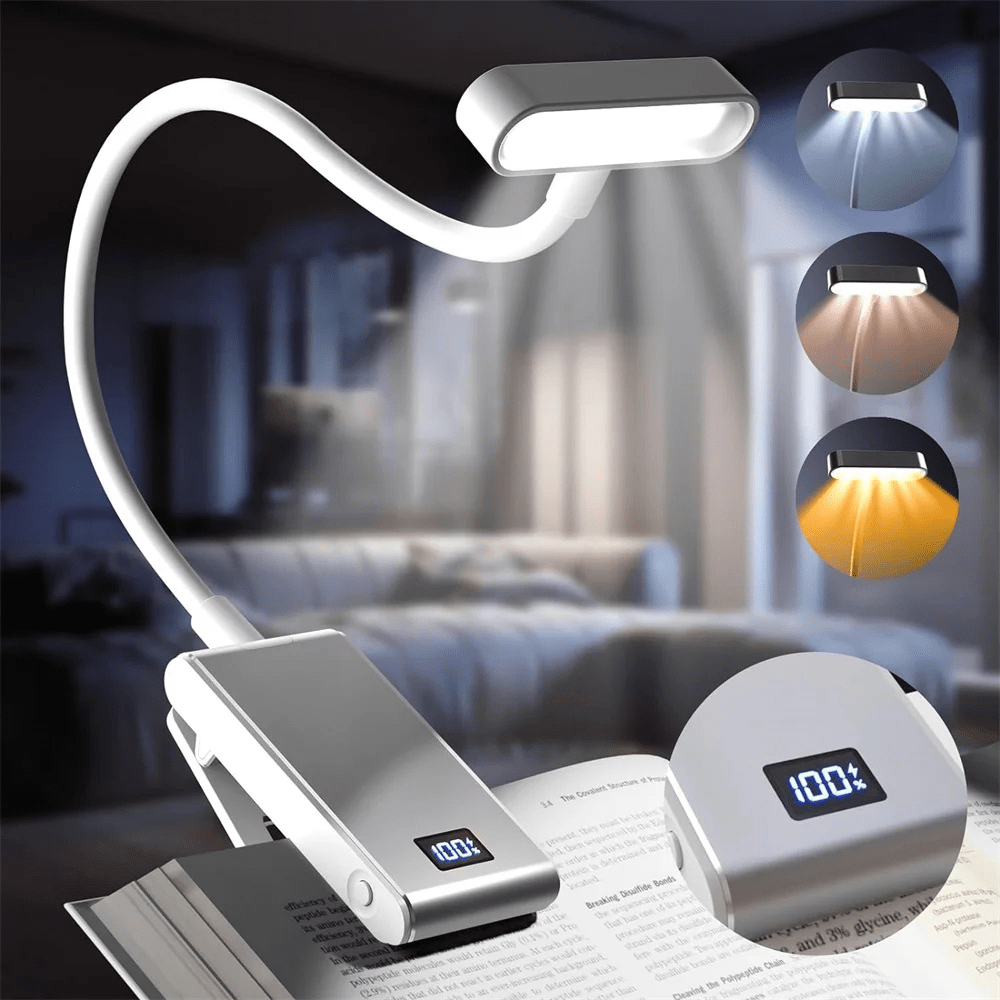PDL® - Lampe de lecture aluminium USB anti-lumière bleue Gris