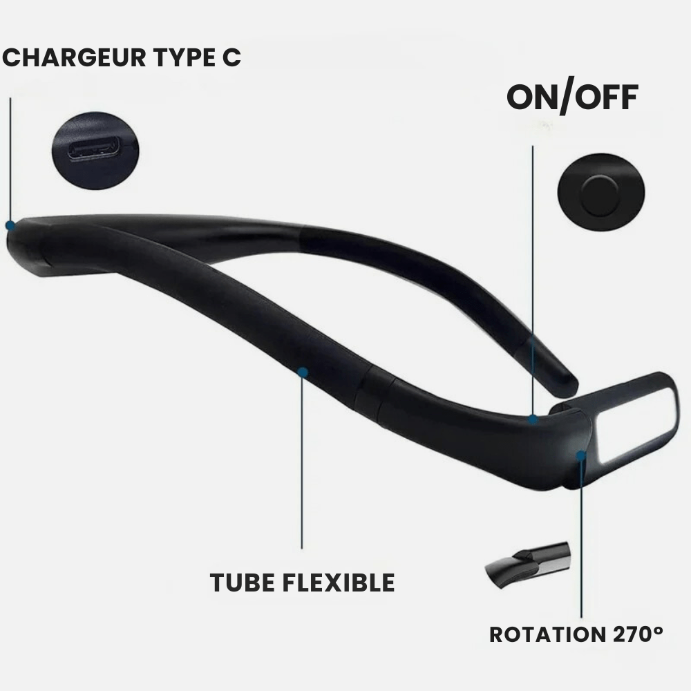 PDL® - Lampe de lecture de lit LED flexible avec 3 couleurs Noir