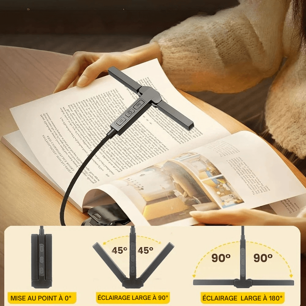 PDL - Lampe de lecture LED compacte avec indicateur batterie Noir