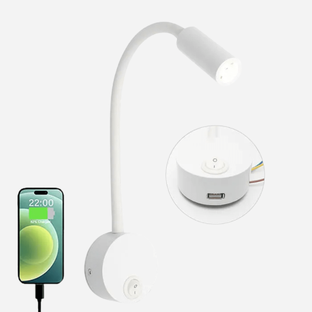 PDL® - Lampe de lecture murale LED 3000K pour lit et bureau Blanc