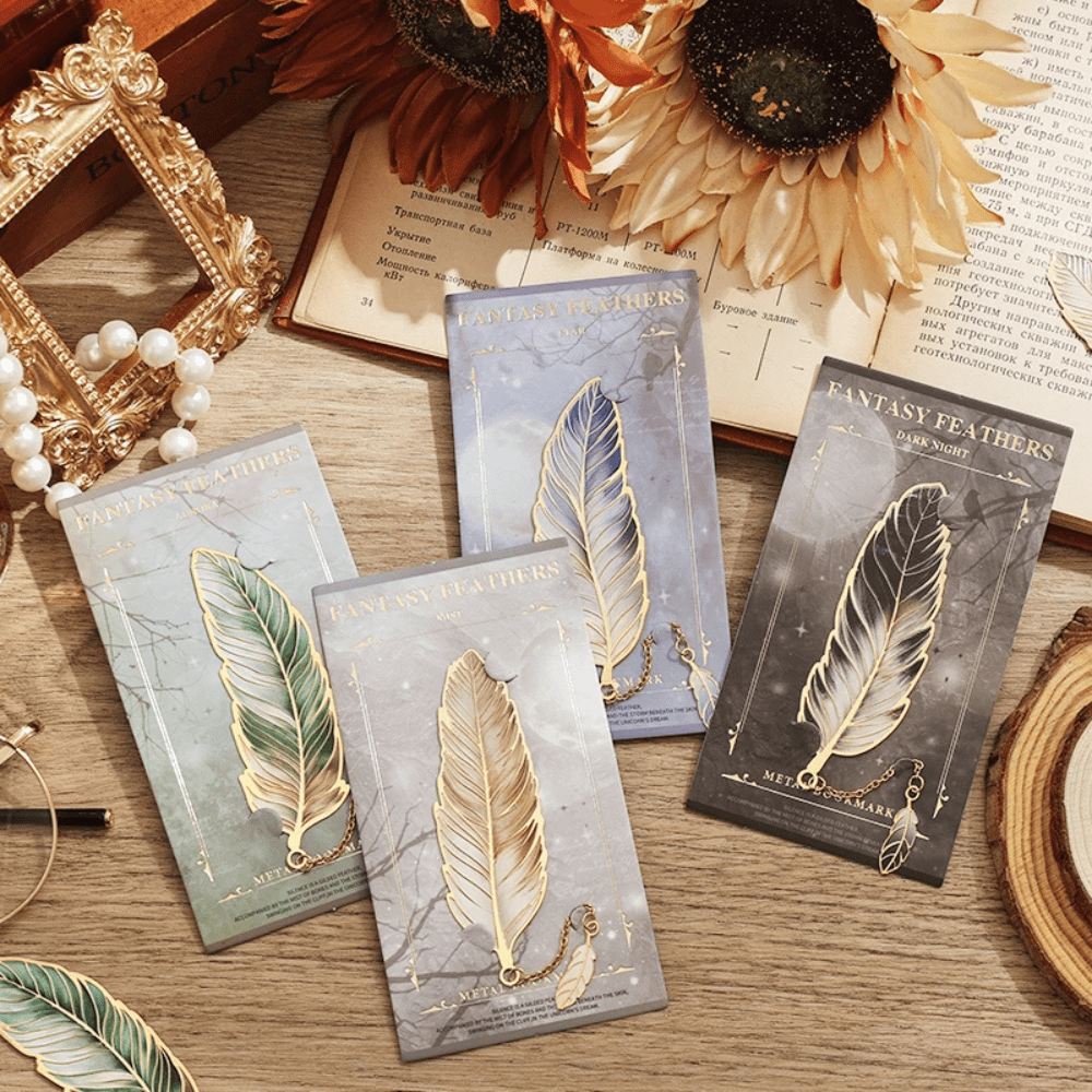 PDL ® - Marque-page en métal | Plume avec pendentif