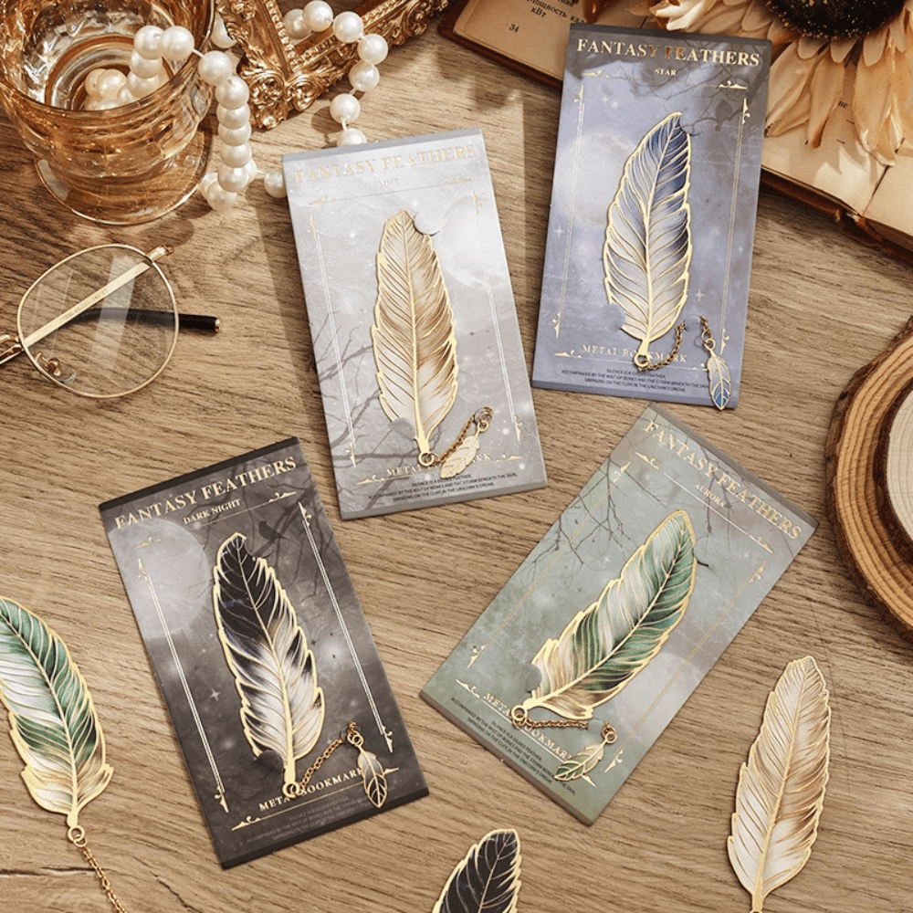 PDL ® - Marque-page en métal | Plume avec pendentif