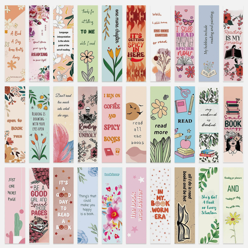 PDL ® - Marque-pages en papier | Messages fleuris 30 marque-pages