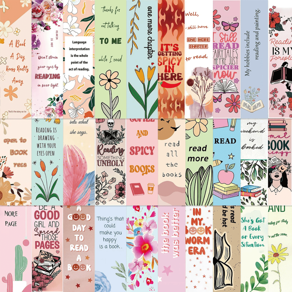 PDL ® - Marque-pages en papier | Messages fleuris 30 marque-pages