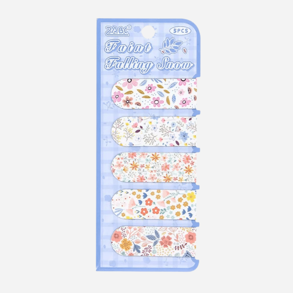 PDL ® - Marque-pages magnétiques | Motif floral Kawaii 3 (5 marque-pages)