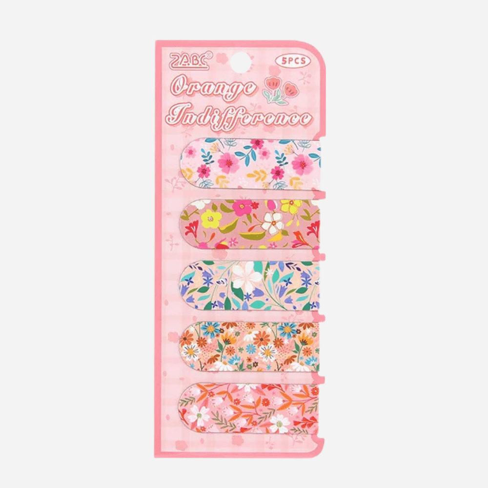 PDL ® - Marque-pages magnétiques | Motif floral Kawaii 5 (5 marque-pages)