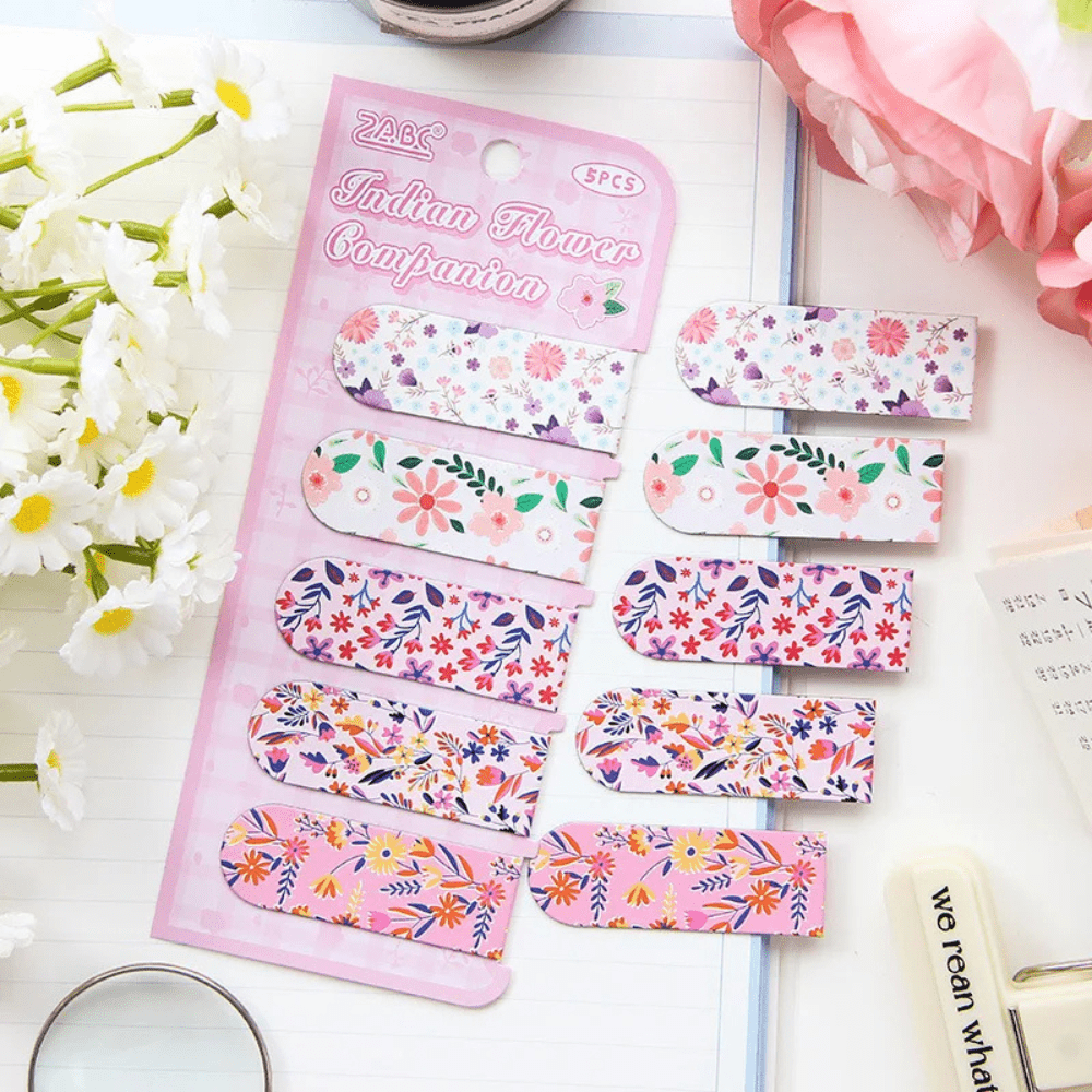 PDL ® - Marque-pages magnétiques | Motif floral Kawaii