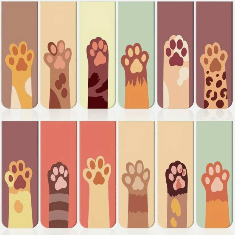 PDL ® - Marque-pages magnétiques | Pattes de chat 12 marque-pages