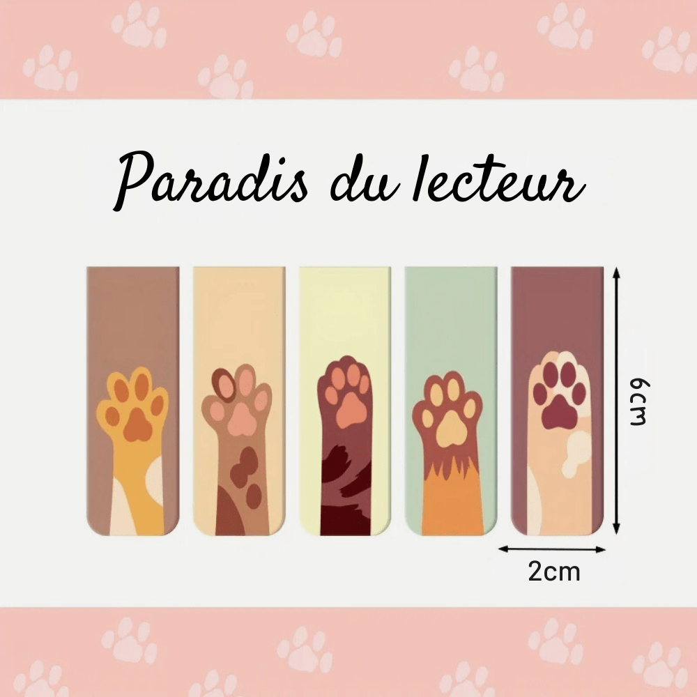 PDL ® - Marque-pages magnétiques | Pattes de chat 12 marque-pages