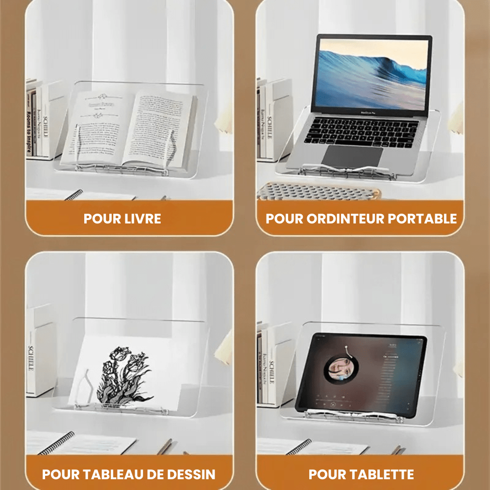 PDL ® - Porte livre minimaliste en verre acrylique Transparent