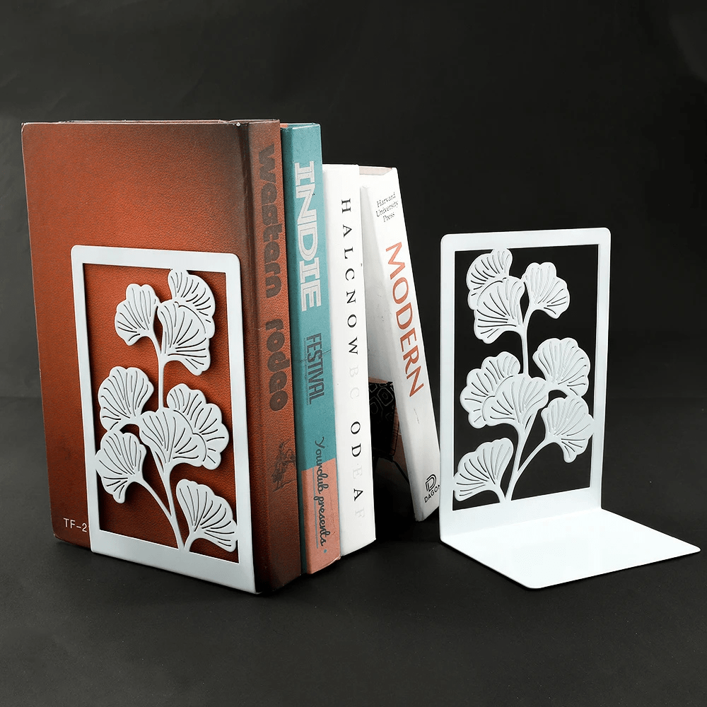 PDL ® -  Serre-livre en métal | Feuilles de ginkgo Blanc