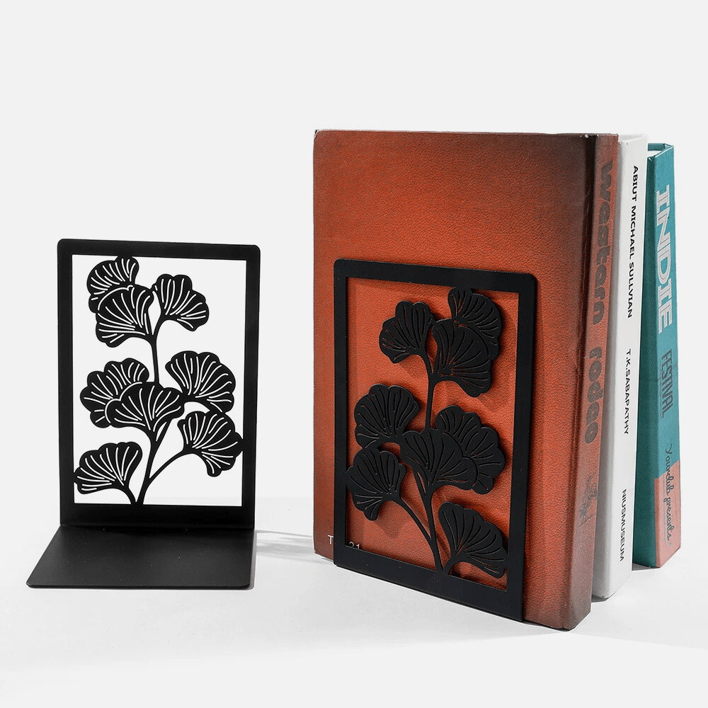 PDL ® -  Serre-livre en métal | Feuilles de ginkgo Noir