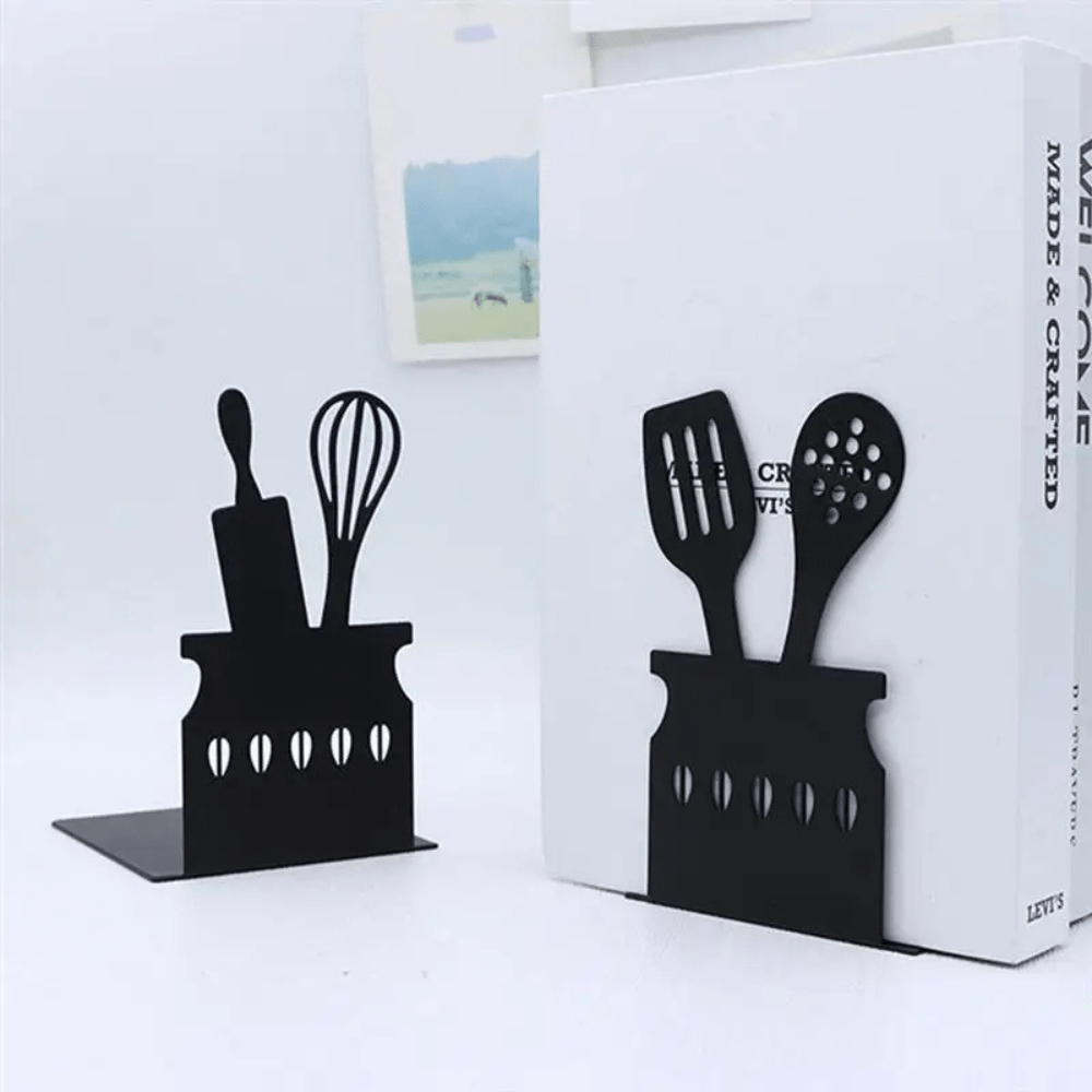 PDL ® - Serre-livre en métal | Ustensiles de cuisine Noir