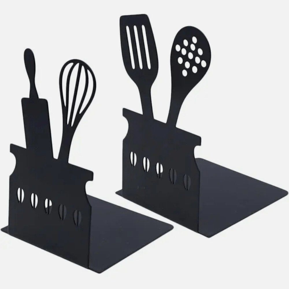 PDL ® - Serre-livre en métal | Ustensiles de cuisine Noir