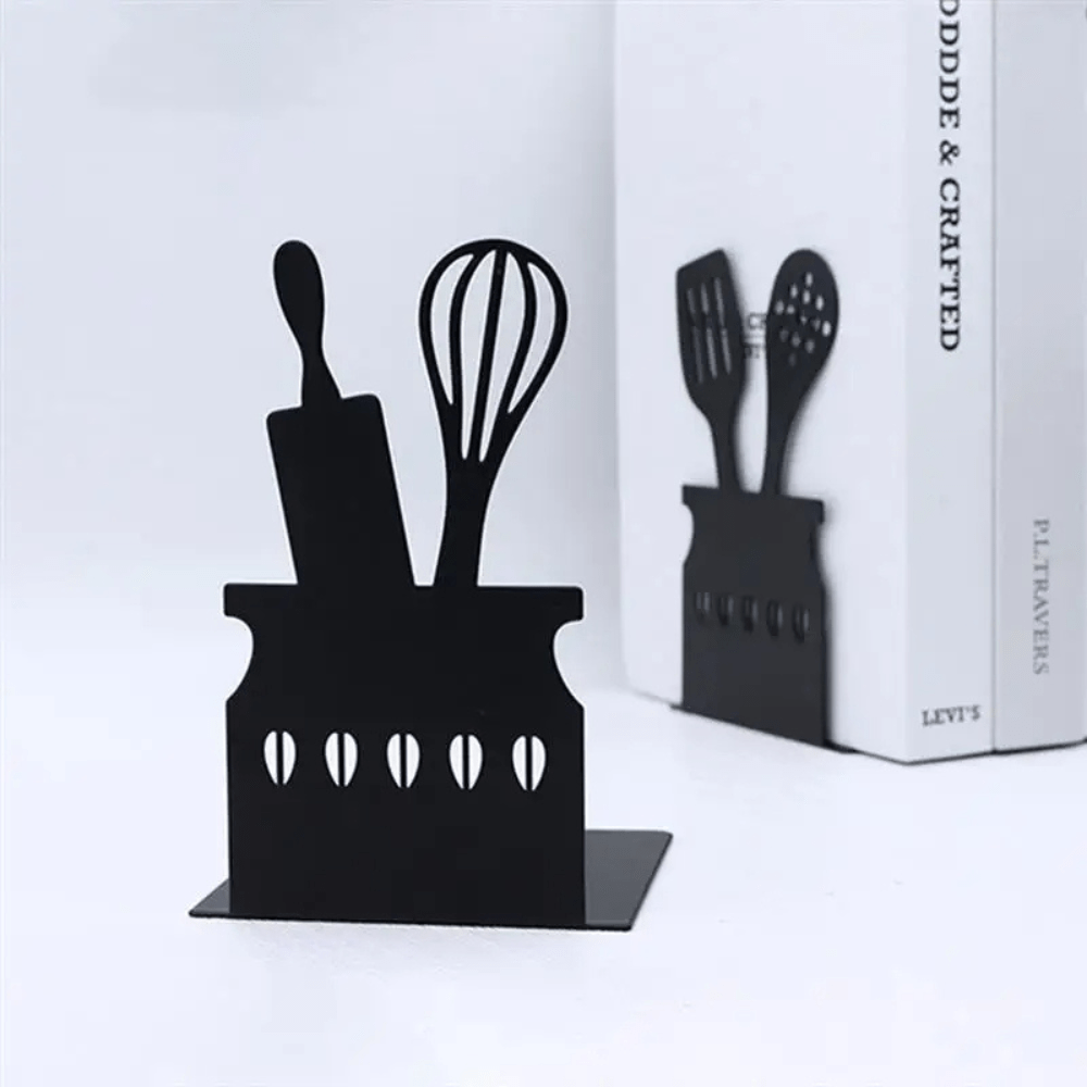 PDL ® - Serre-livre en métal | Ustensiles de cuisine Noir