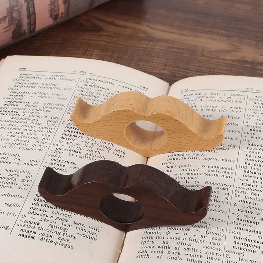 Bague de lecture en bois | Moustache | Paradis du lecteur