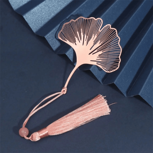 Marque-page en métal | Feuille de Ginkgo | Paradis du lecteur Rose Gold