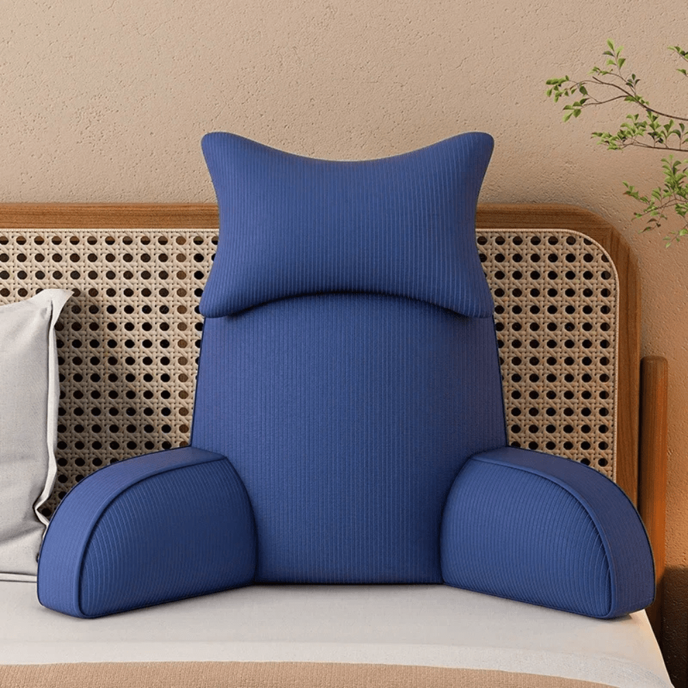 Paradis du lecteur - Coussin de lecture en micropeluche Bleu