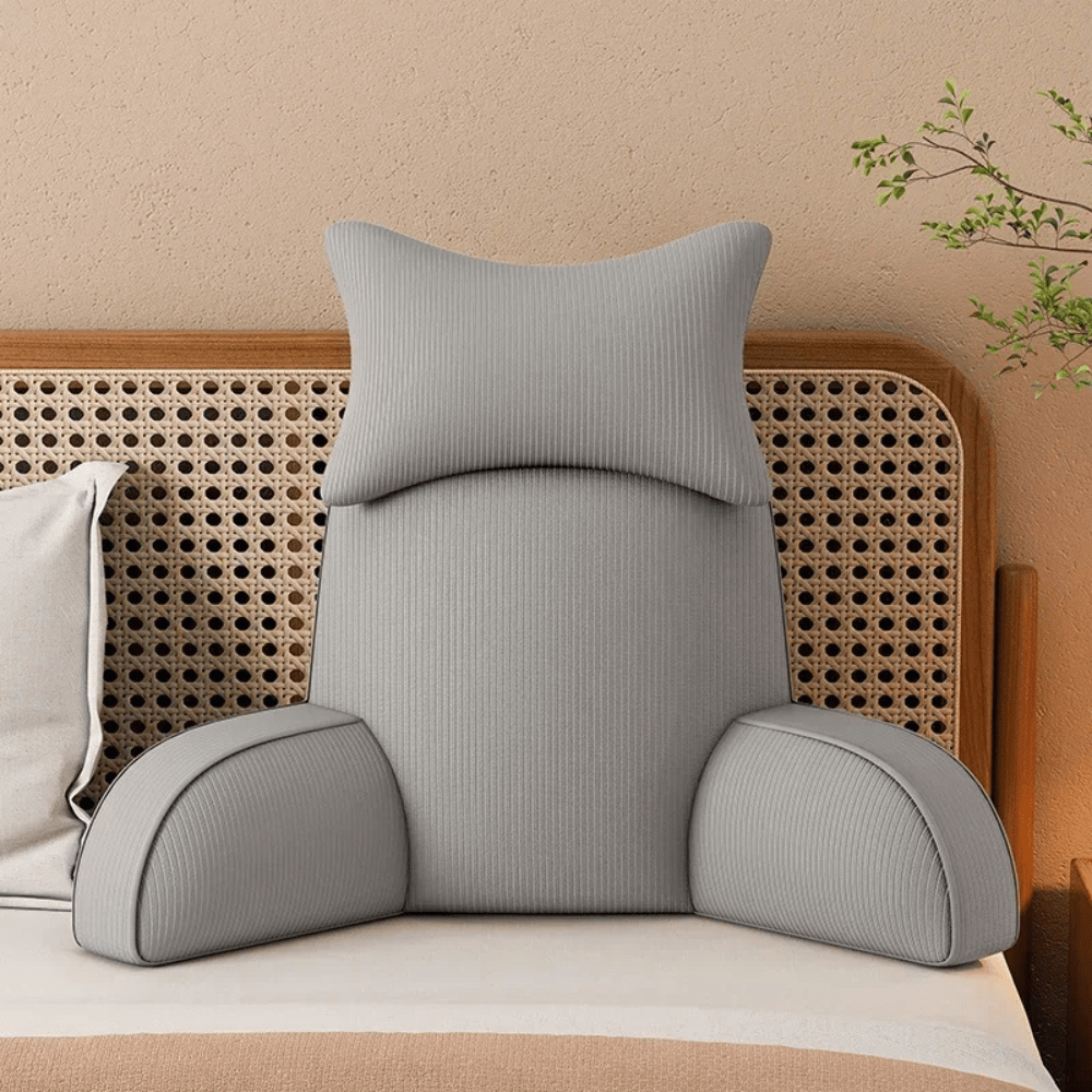 Paradis du lecteur - Coussin de lecture en micropeluche Gris clair