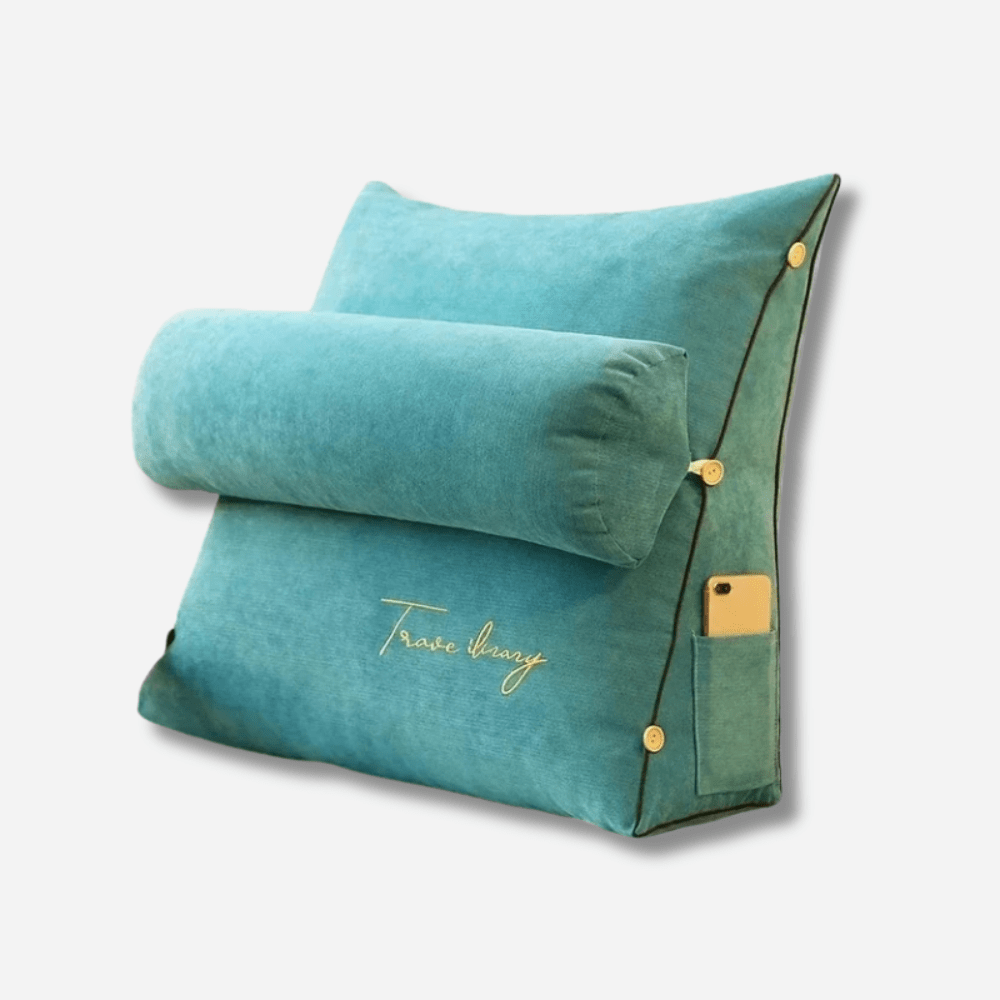 Paradis du lecteur - Coussin de lecture luxe et élégant Bleu clair / 45x45x20cm