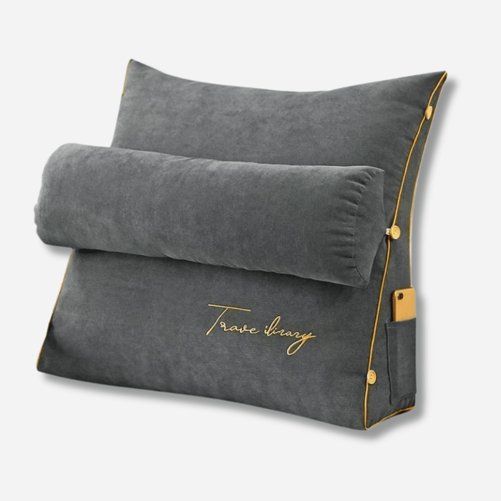 Paradis du lecteur - Coussin de lecture luxe et élégant Gris / 45x45x20cm