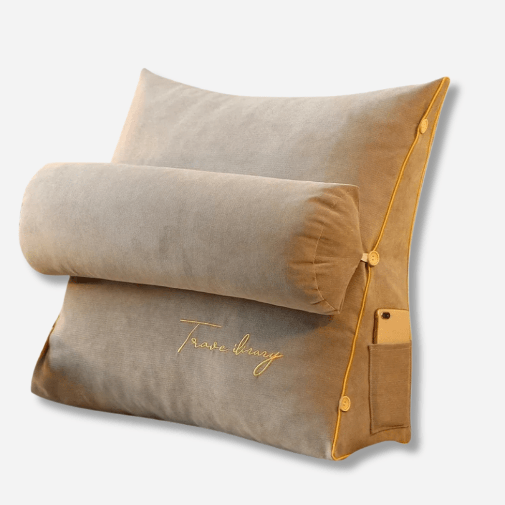 Paradis du lecteur - Coussin de lecture luxe et élégant Gris clair / 45x45x20cm