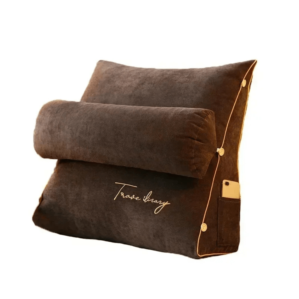 Paradis du lecteur - Coussin de lecture luxe et élégant Marron / 45x45x20cm