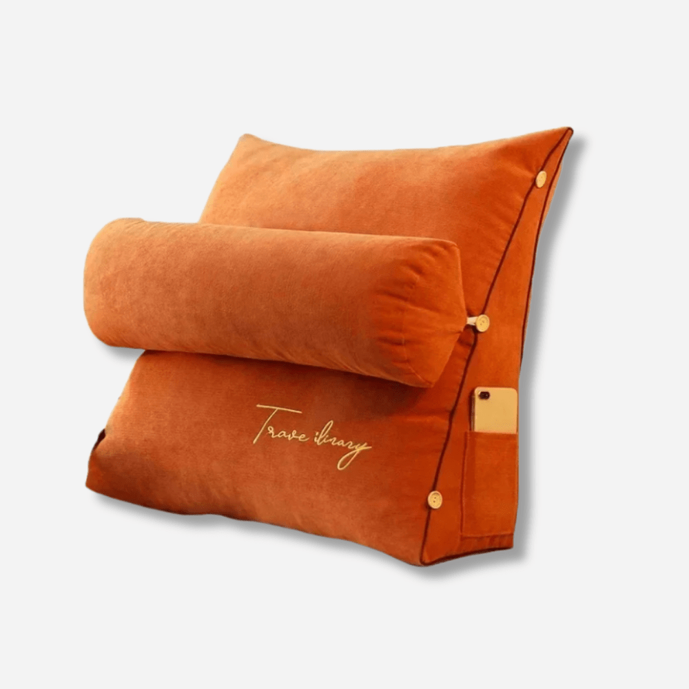 Paradis du lecteur - Coussin de lecture luxe et élégant Orange / 45x45x20cm