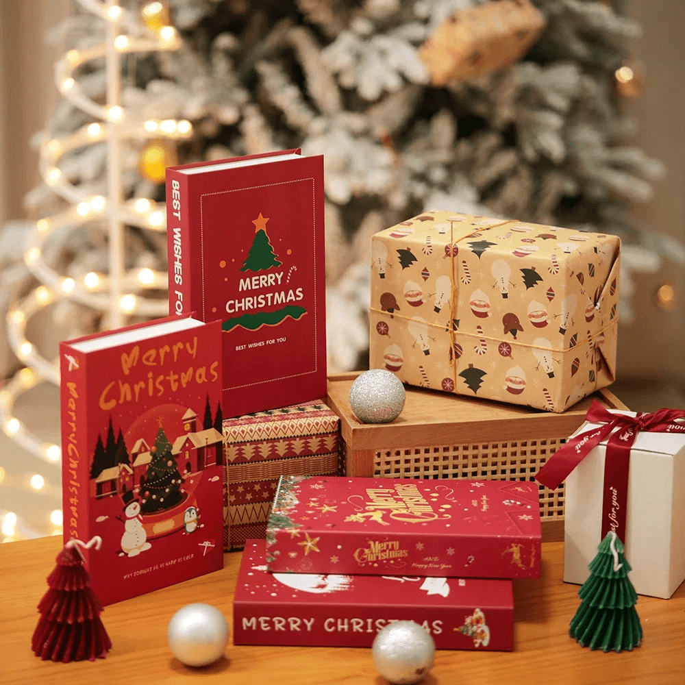 Paradis du lecteur - Faux livres décoratifs Noël élégants