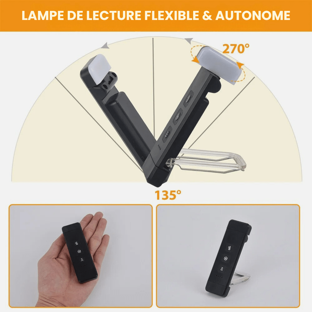 Paradis du lecteur - Lampe de lecture à pince rechargeable