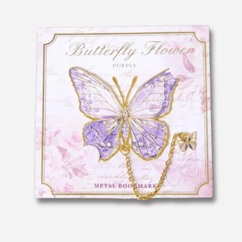 Paradis du lecteur - Marque-page pendentif | Papillon Mauve