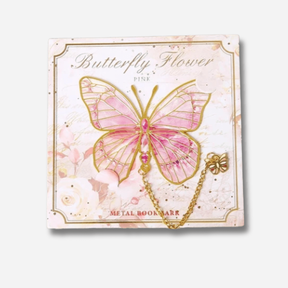 Paradis du lecteur - Marque-page pendentif | Papillon Rose