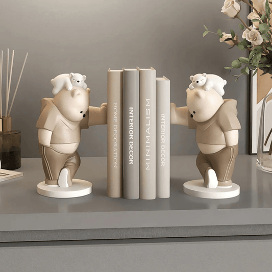 Paradis du lecteur - Serre-livre en résine | Ours mignons Marron