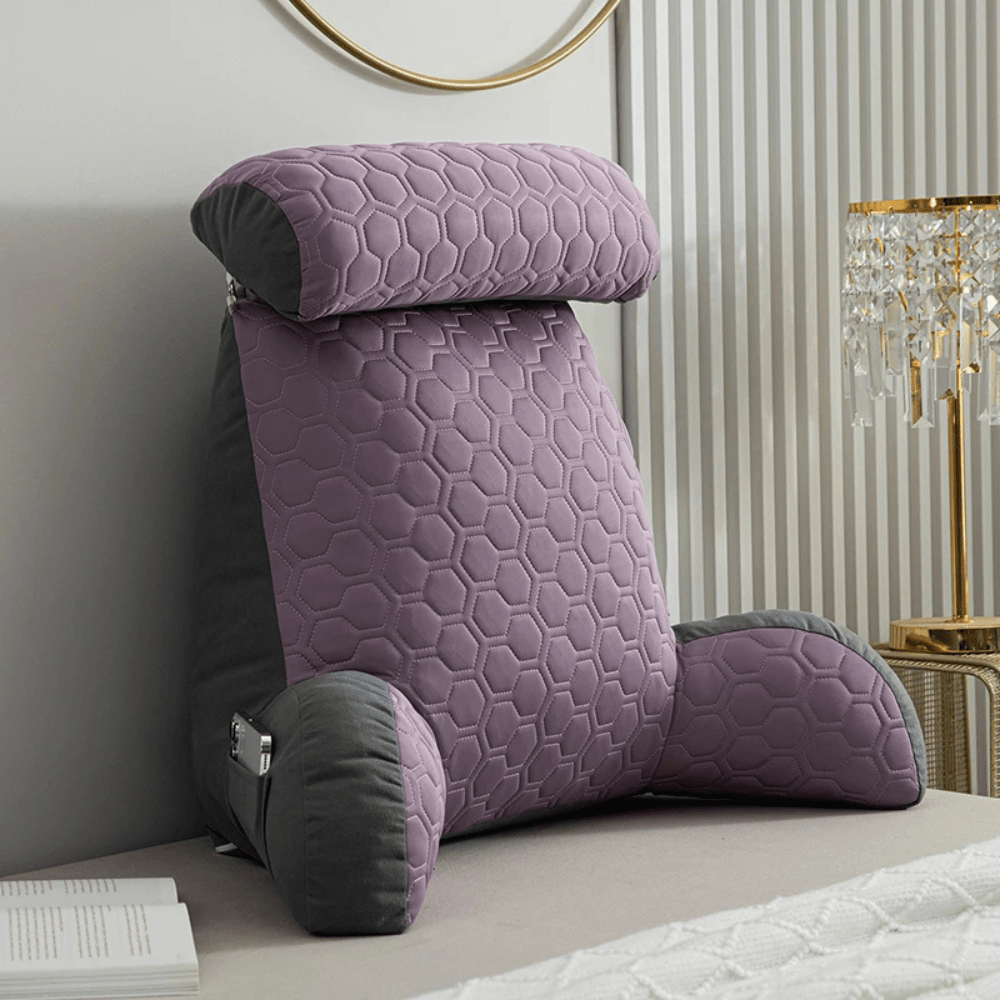 PDL® - Coussin de lecture pour lit avec accoudoirs Mauve