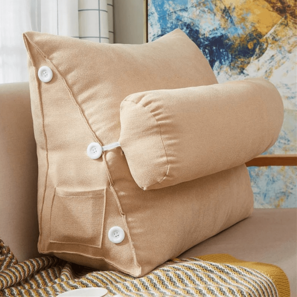 PDL® - Coussin de lecture pour lit en peluche douce Beige