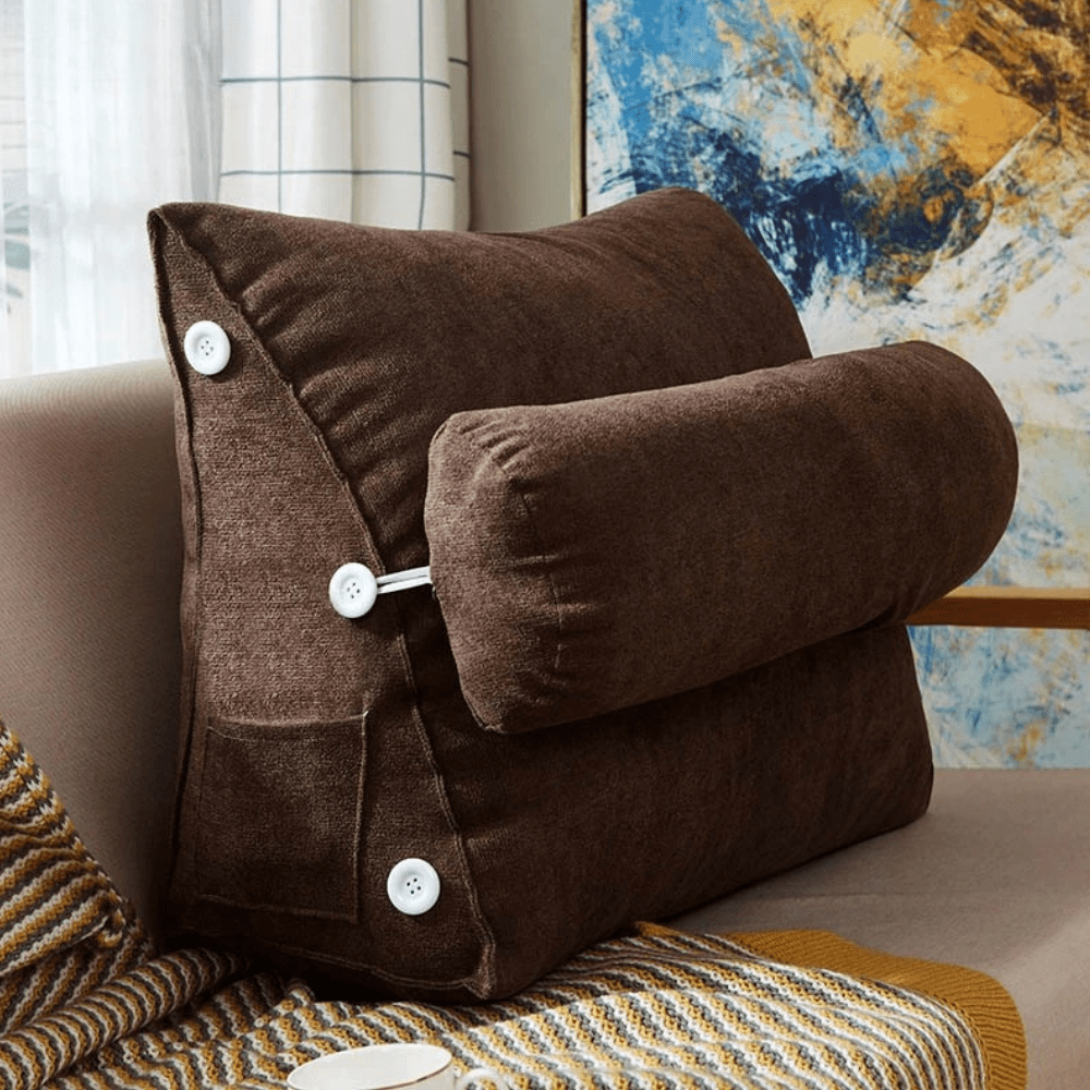 PDL® - Coussin de lecture pour lit en peluche douce Marron